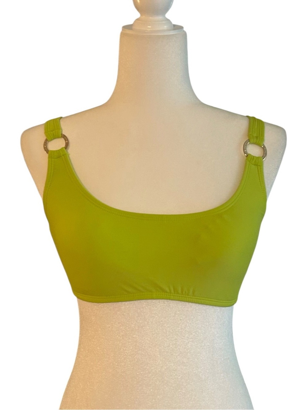 NWT Michael Kors Scoop Neck O Ring Logo Bikini Top Women’s SZ S in Limeade